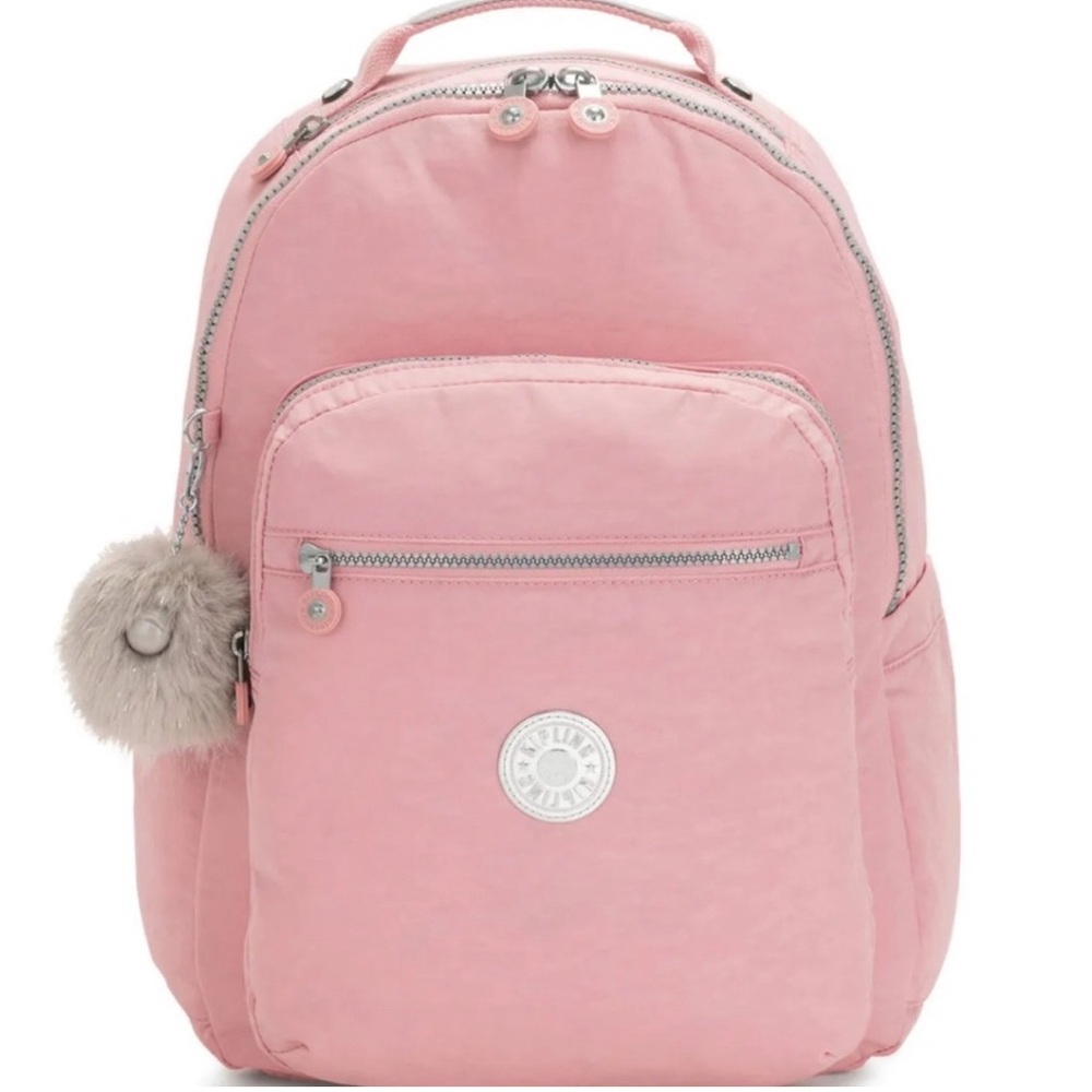 Pink Backpack with Pom Pom
